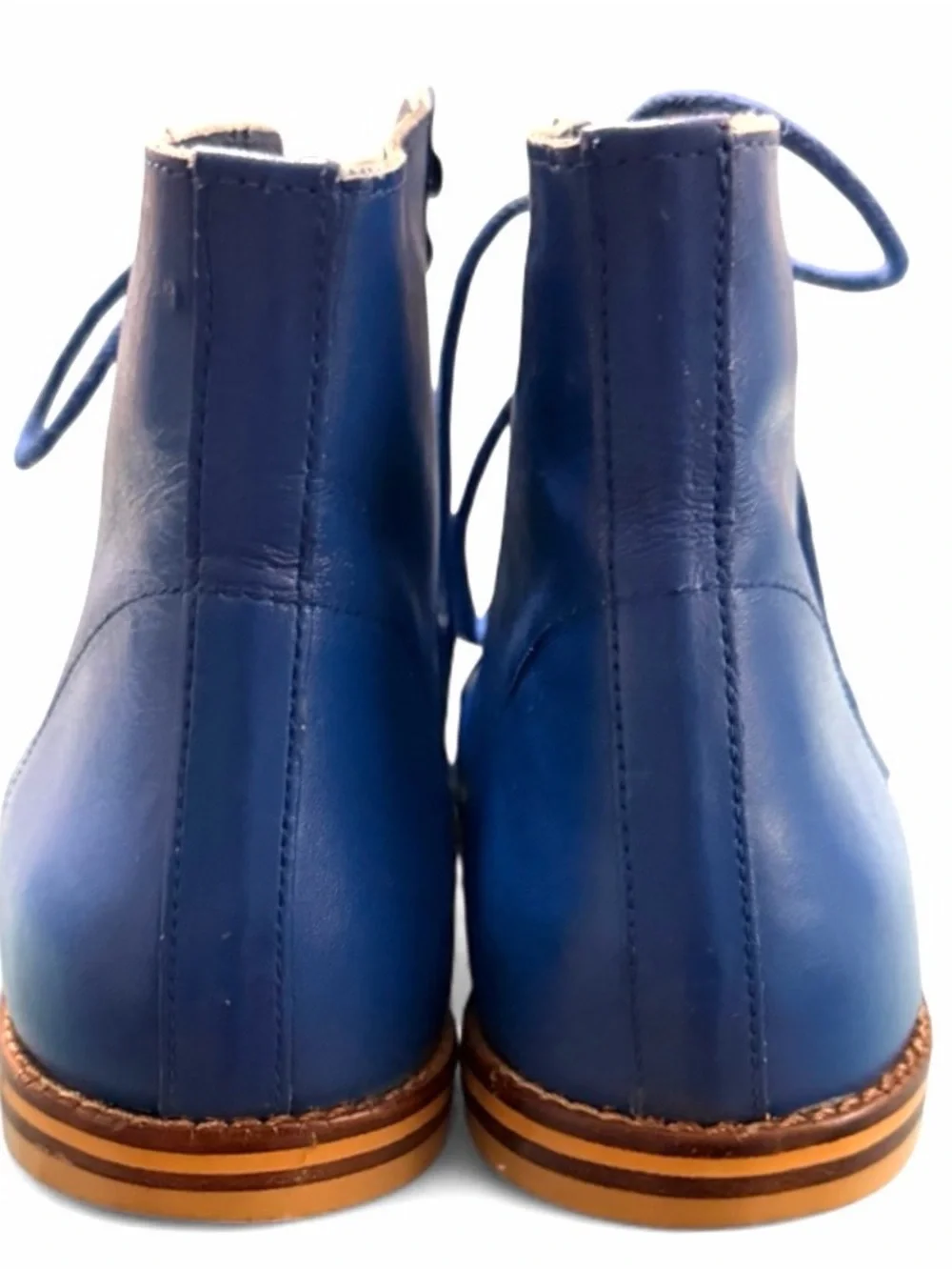 Rare Vintage Allegre' Royal Blue Genuine Leather Lace-Up Ankle Boots, Size 8 Y2K
